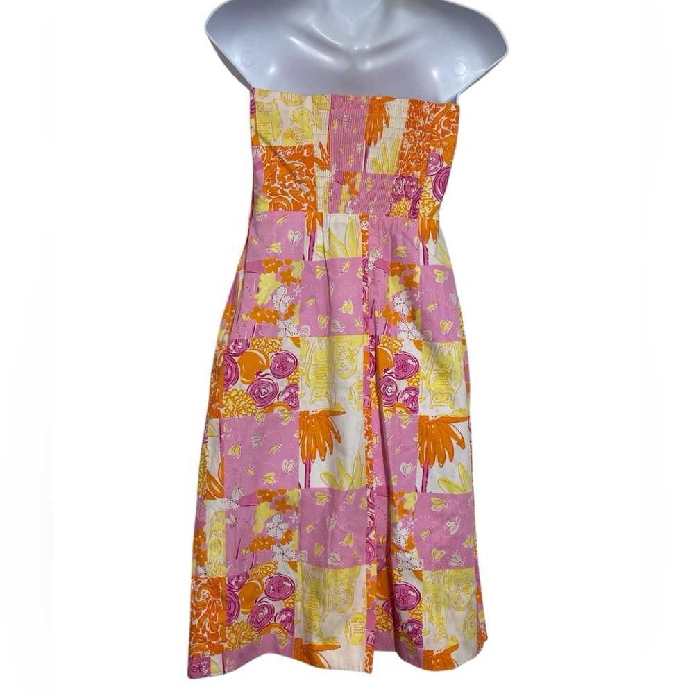 Vintage Lily Pulitzer Strapless Patchwork Dress - Picture 2 of 14
